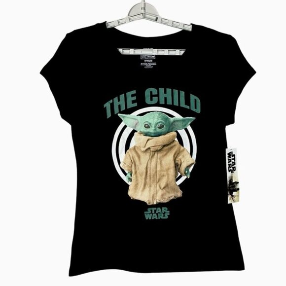 Star Wars T Shirt Baby Yoda Short Sleeve Crew Neck Black Women Juniors 15/17 XL - Picture 16 of 16